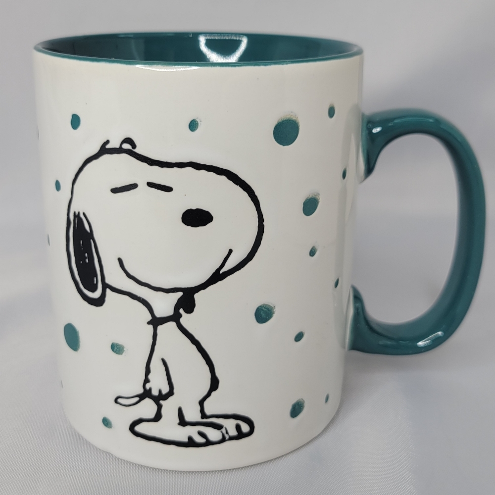 Snoopy Teal Green & White Mug, New